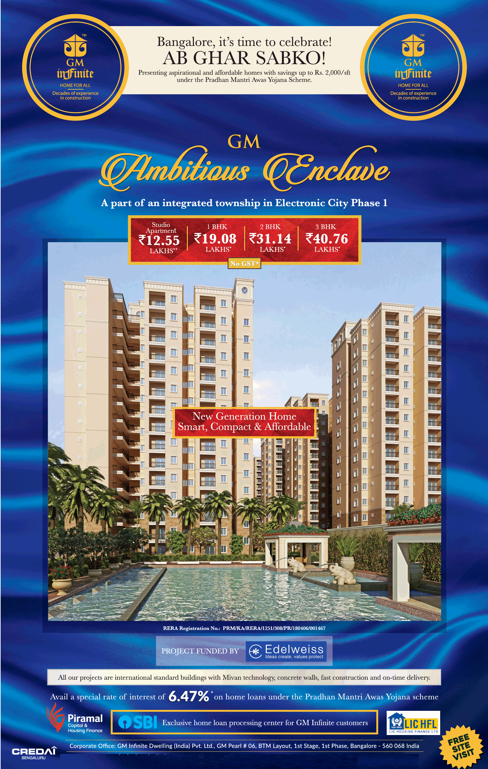 Book 1, 2, 3 bhk & studio apartment at GM Ambitious Enclave in Bangalore Update